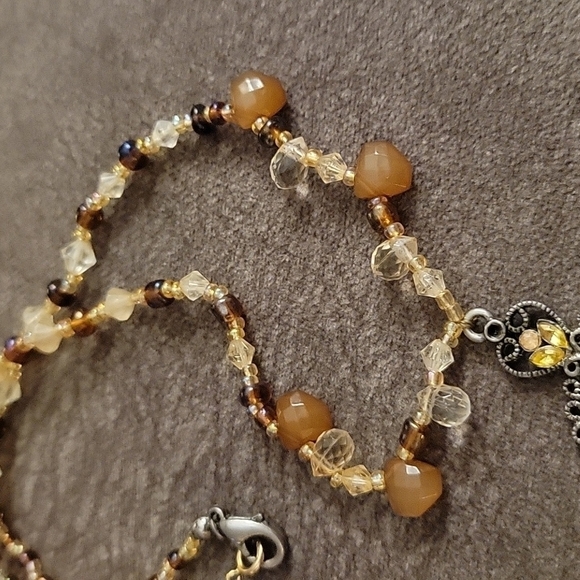 Handmade Glass Beaded Victorian Filigree Pendant Choker Necklace - Picture 3 of 6